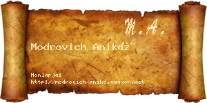 Modrovich Anikó névjegykártya